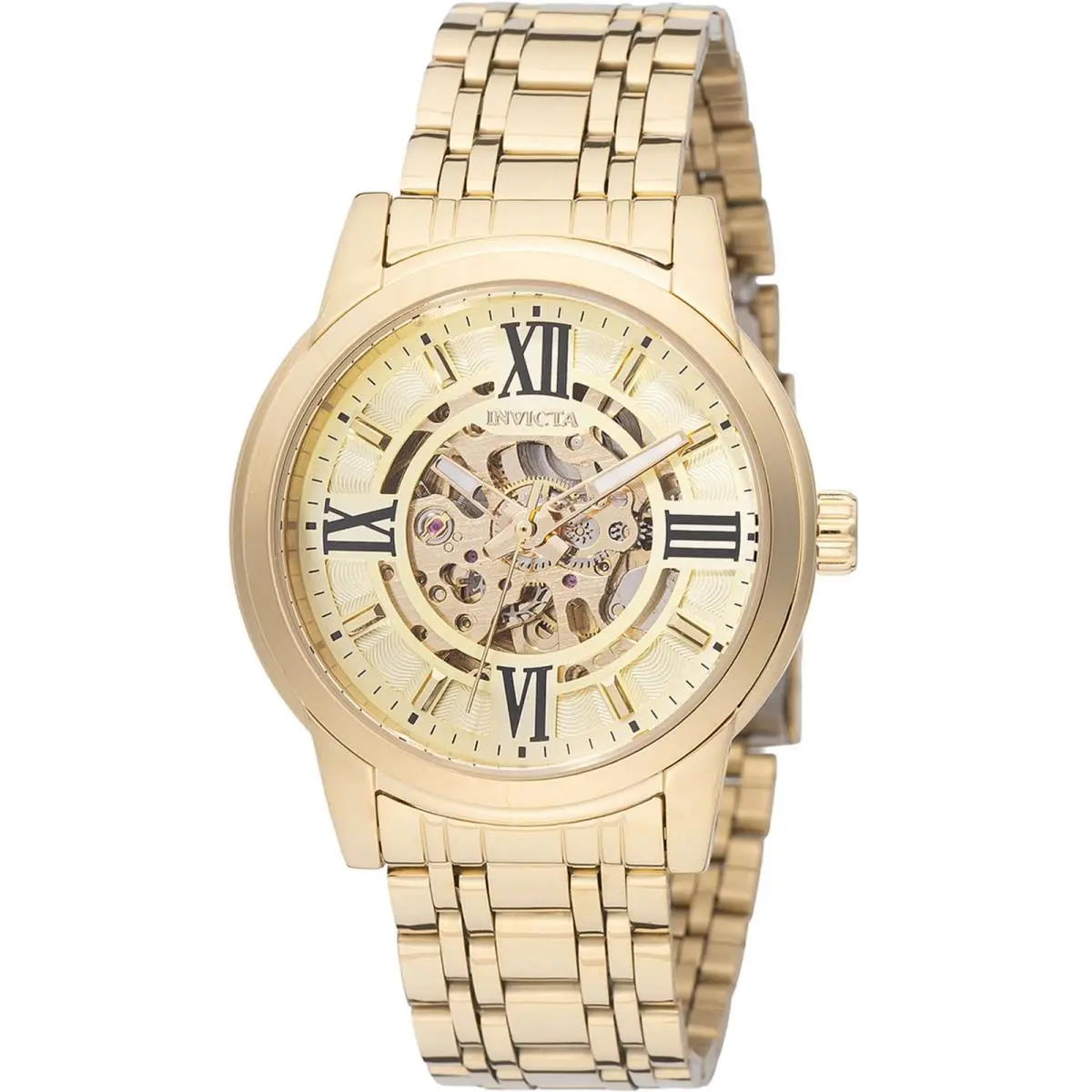 Invicta Men`s Watch Objet D Art Automatic Gold Tone Skeleton Dial Bracelet 69129