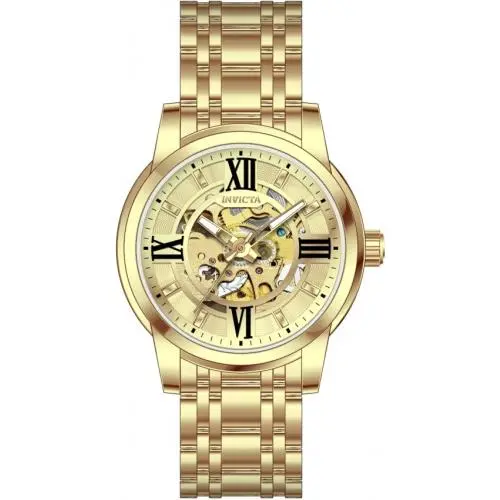 Invicta Objet D Art 69129 Men`s 41mm Auto Skeleton Gold Tone Watch
