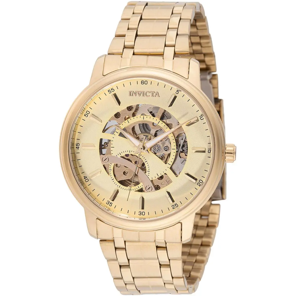 Invicta Men`s Watch Objet D Art Automatic Gold Tone Skeleton Dial Bracelet 69119
