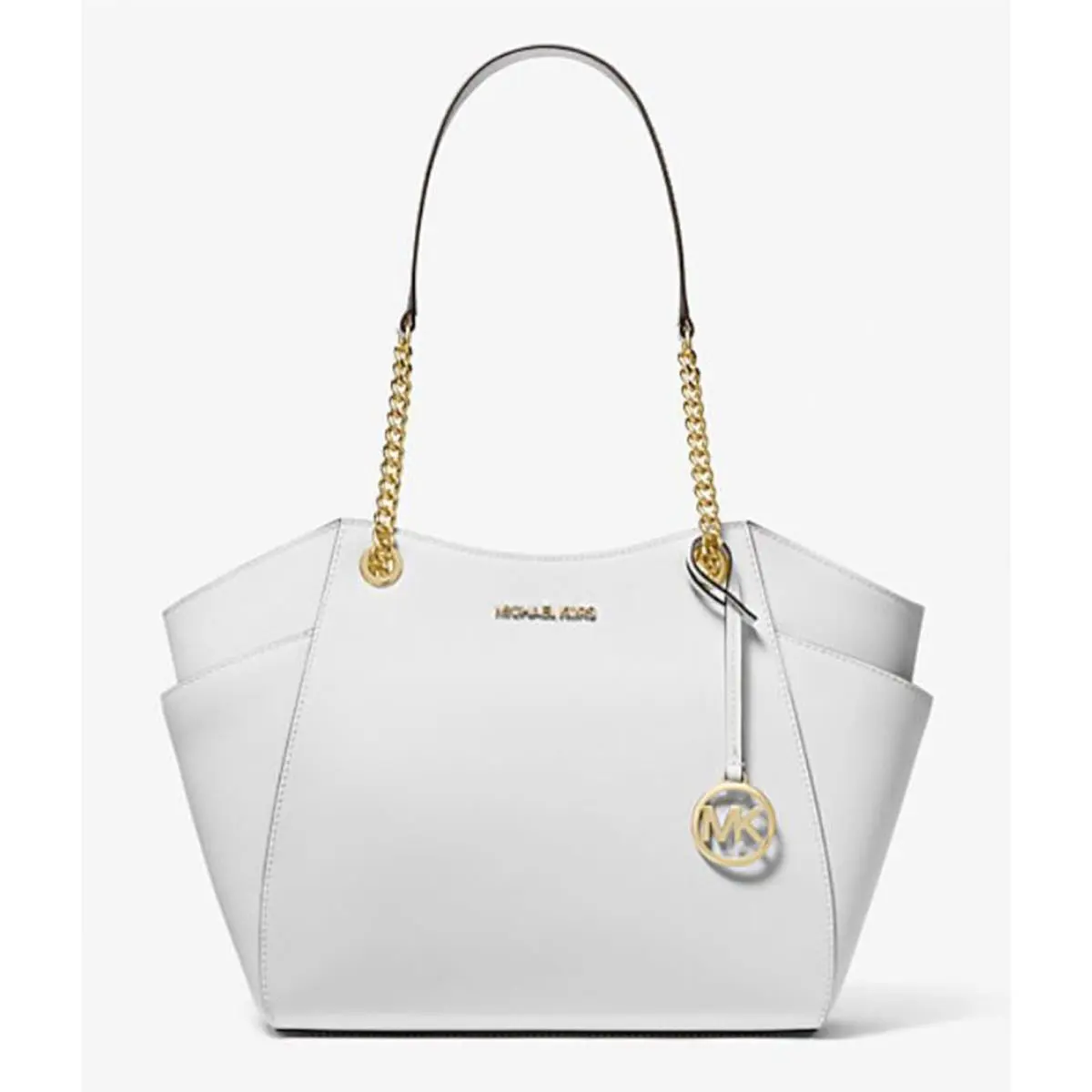Michael Kors Jet Set Large Saffiano Leather Shoulder Bag Optic White 35T5STVT3