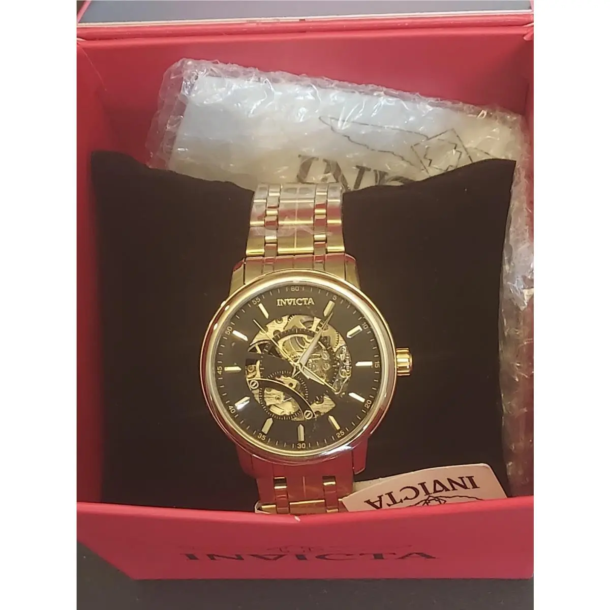 Invicta Objet D`art 69121 Men`s Automatic 42.5mm Skeleton Watch - Black/gold