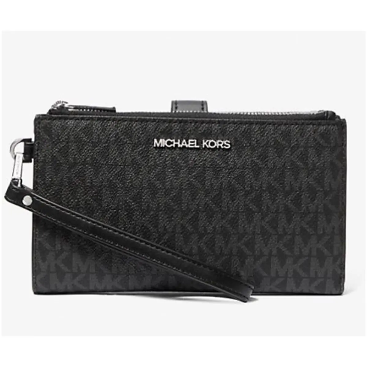 Michael Kors Jet Set Travel DZ Wristlet Black Pvc/silver Hardware 35F8STVW0B-001