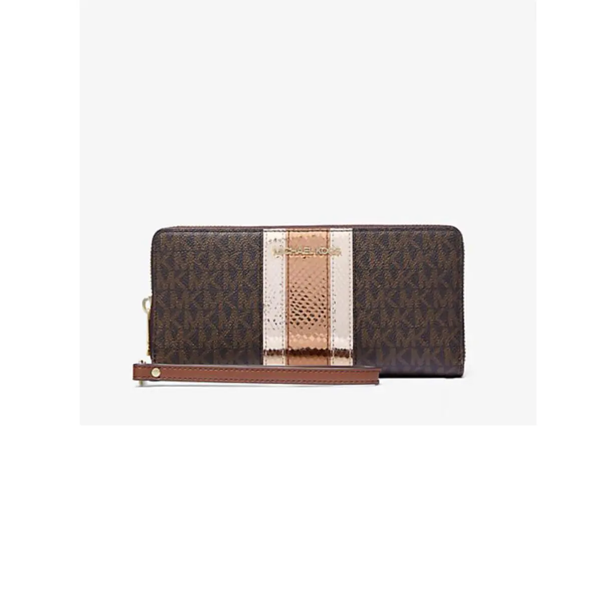 Michael Kors Jet Set Travel Large Signature Logo and Metallic Continental Wallet