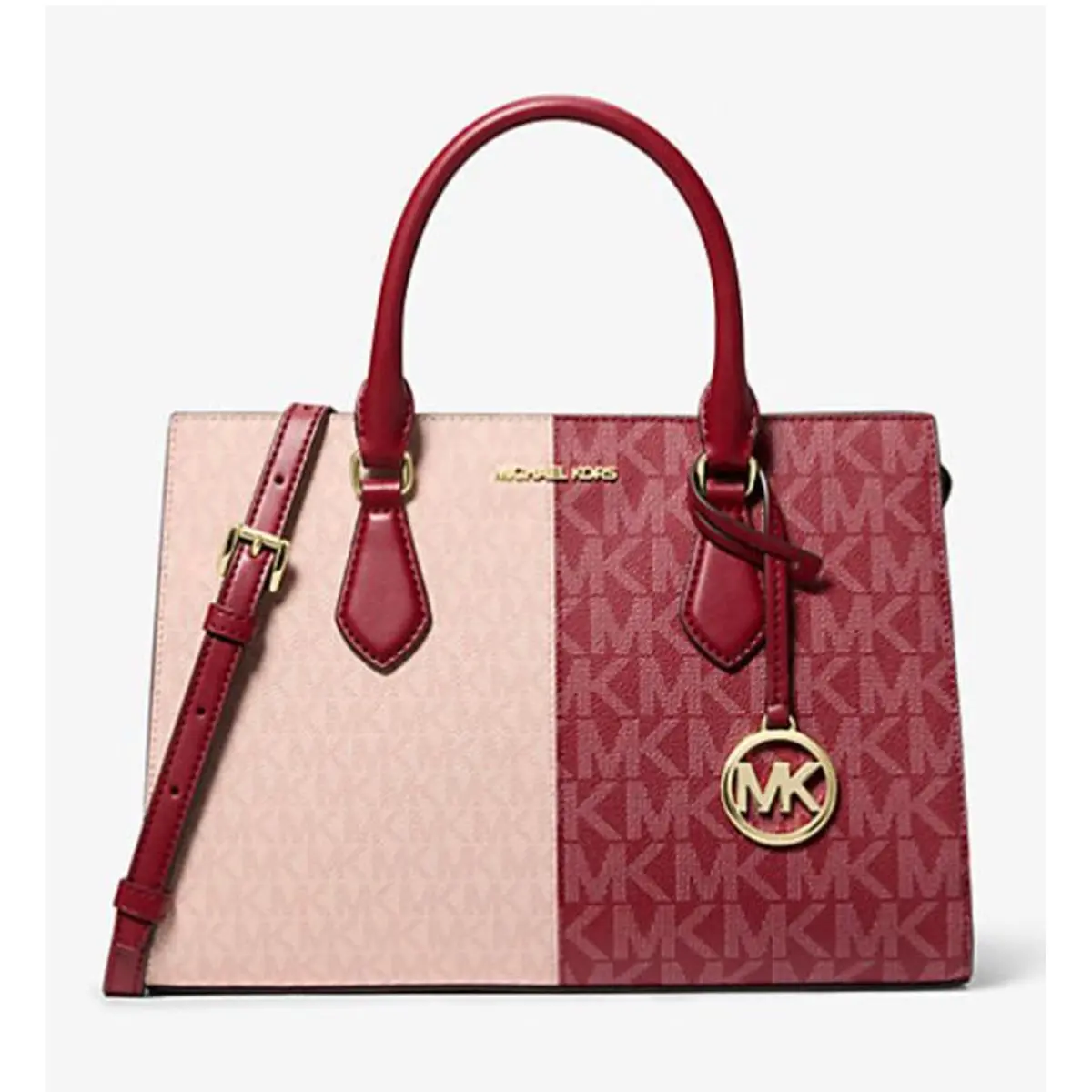 Sheila Medium Two-tone Metallic Signature Logo Satchel Cherry Multi by Michael Kors