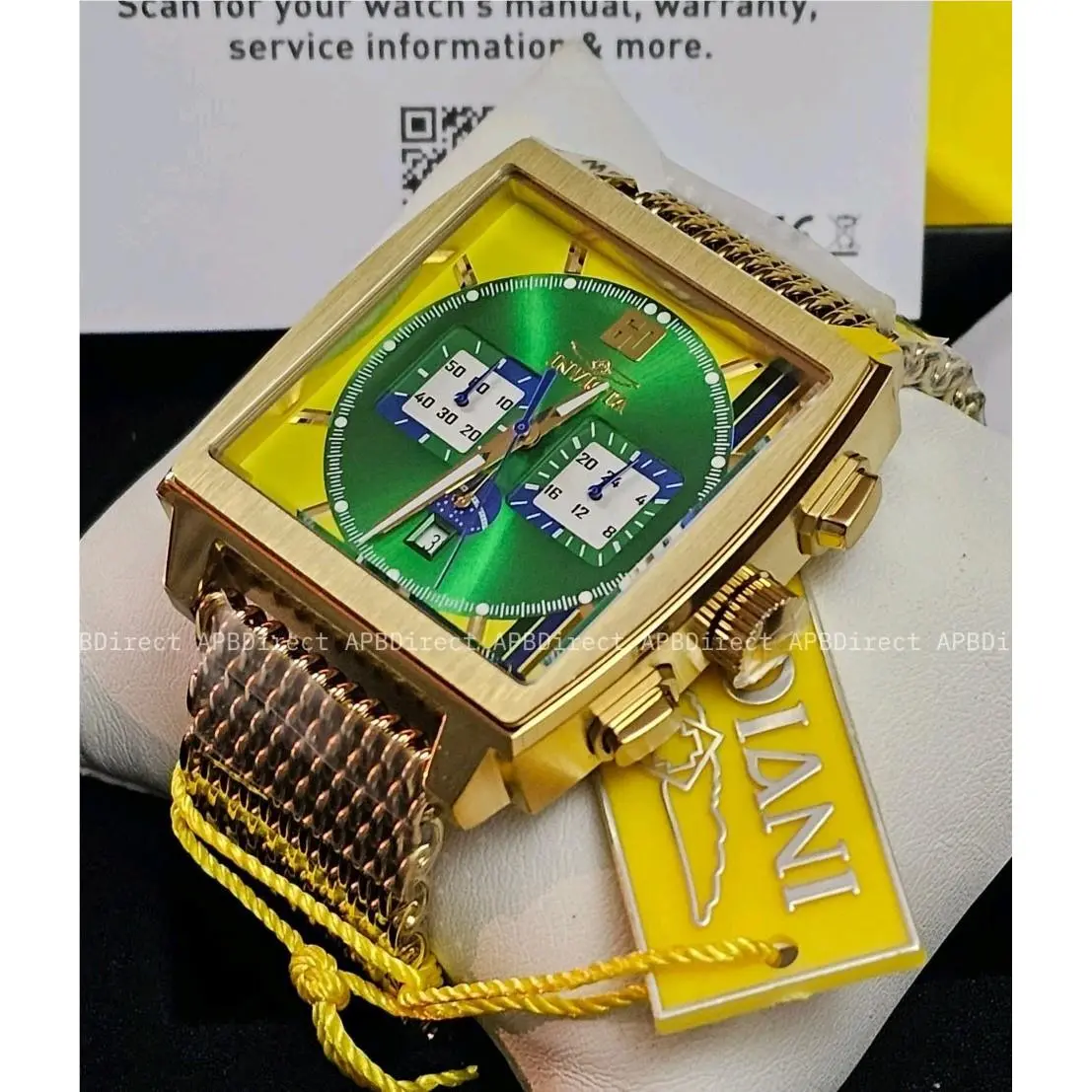 Invicta Racing - Gold Plated Case Thick Milanese SS Bracelet Mens Watch