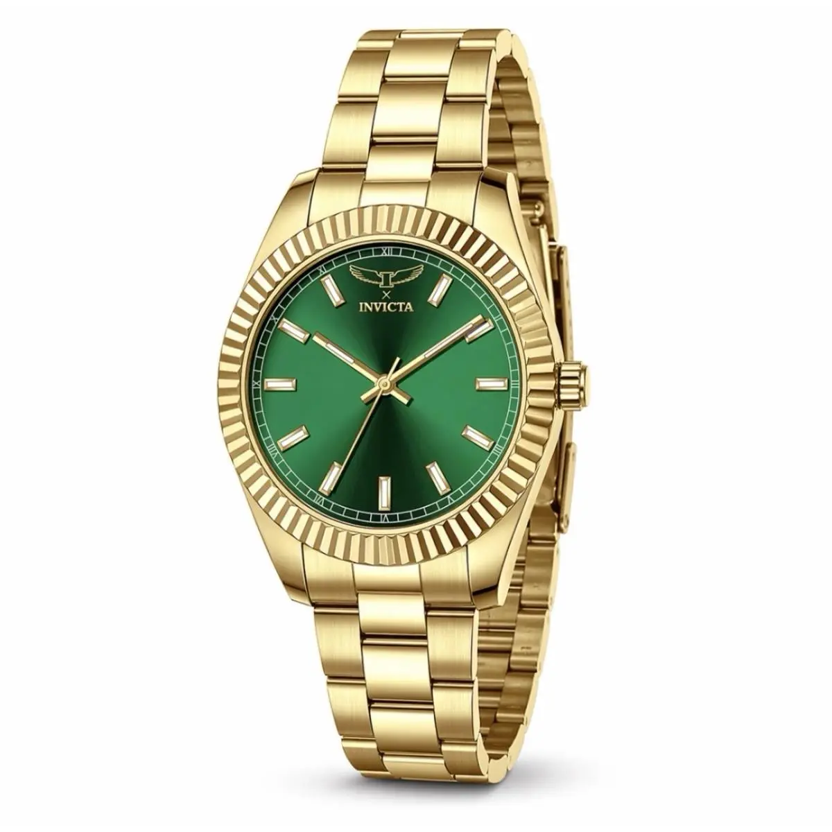 Invicta Men`s Specialty I Watch Green Dial 40mm Case Gold SS Bracelet 69008