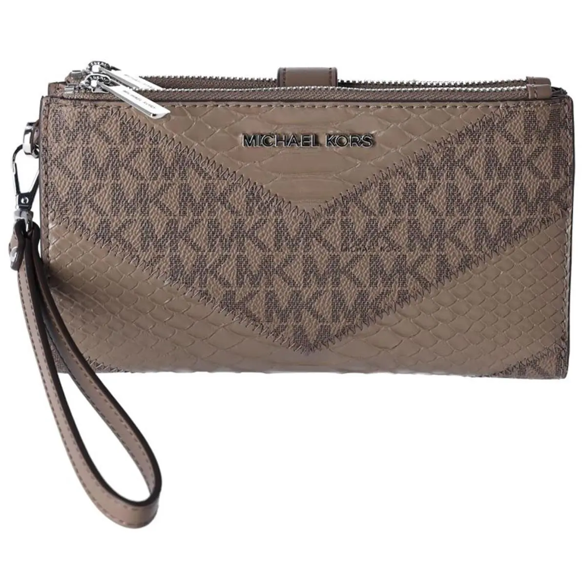 Michael Kors Jet Set Travel Large Double Zip Wallet MK Signature Multi Python De