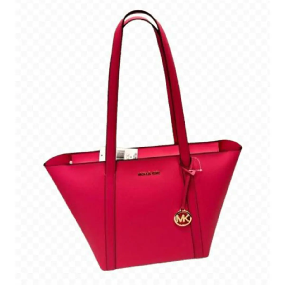 Michael Kors Pratt Ladies MK Logo Large Top Zip Tote Shoulder Bag Electric Pink