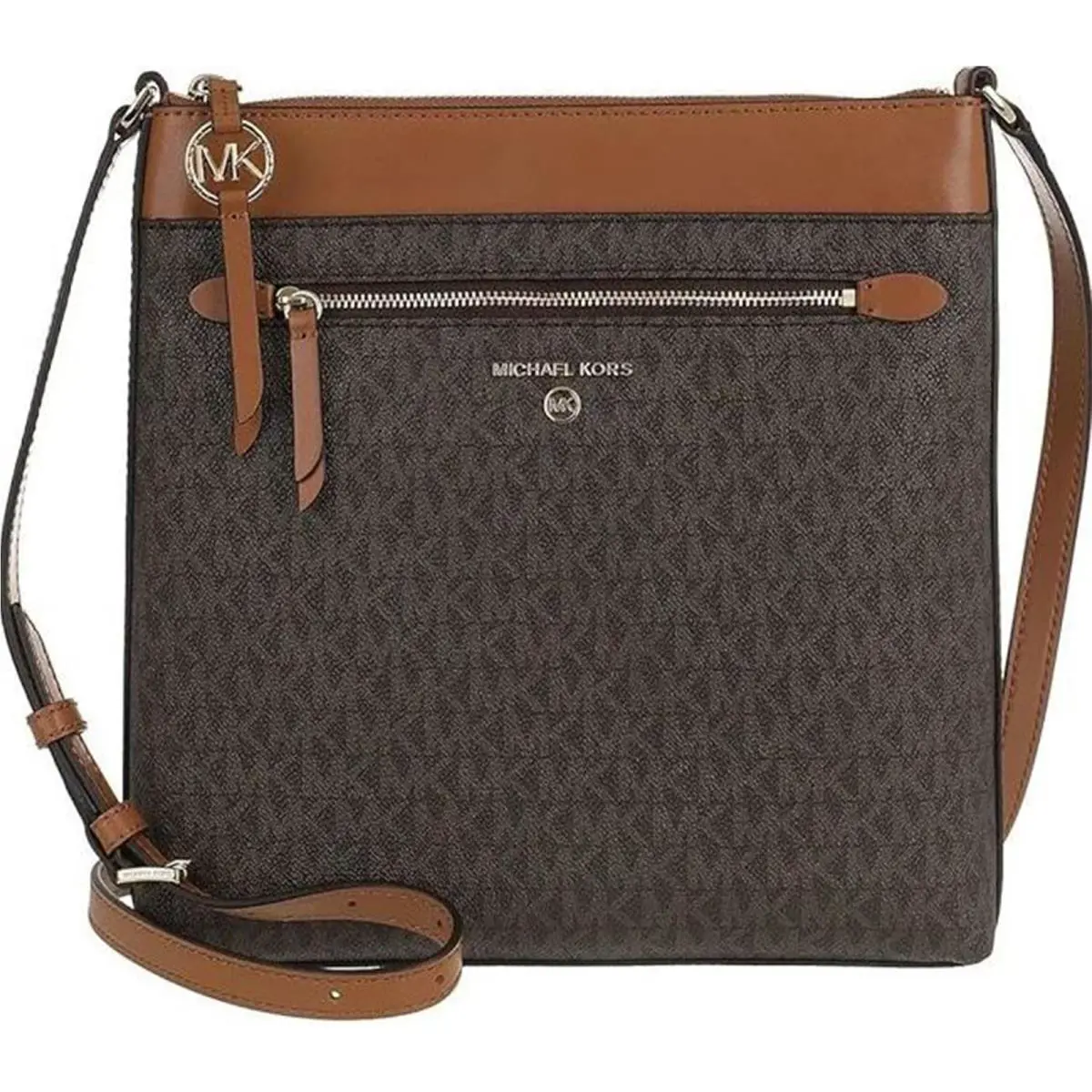Michael Kors Jet Set Charm Large North/south Flat Crossbody Brown/acorn One Size - Exterior: Brown, Hardware: Gold