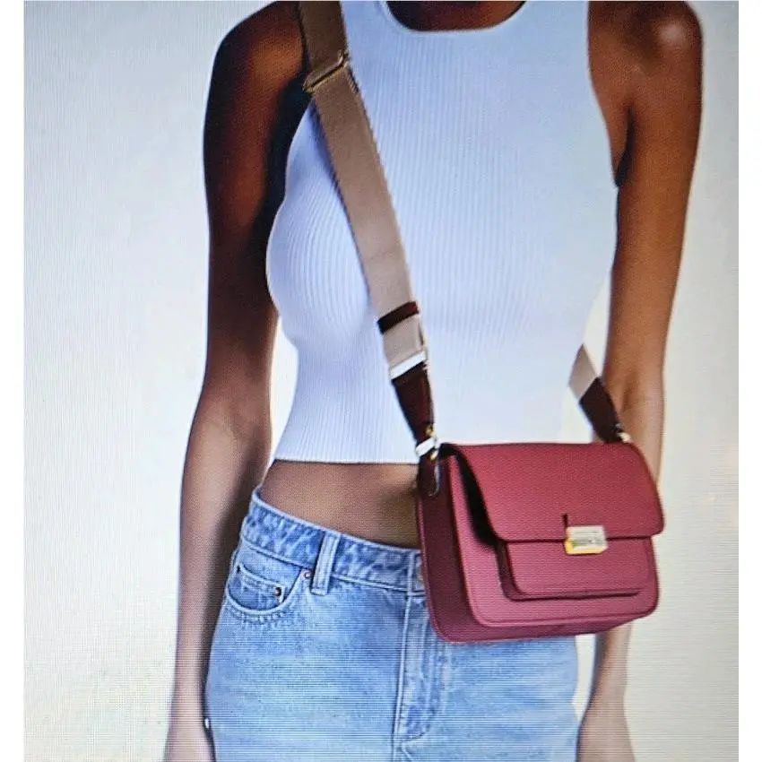 Michael Kors Bradshaw Medium Leather Messenger Bag Color Cherry