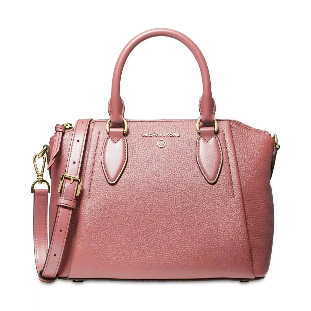 Michael Kors Sienna Medium Pebble Leather Satchel Bag Rose 30F1L4SM2L - Handle/Strap: Pink, Hardware: Gold, Exterior: Pink