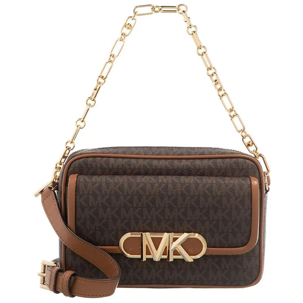 Michael Kors Parker Medium Chain Swag Camera Crossbody One Size Brown/acorn 32