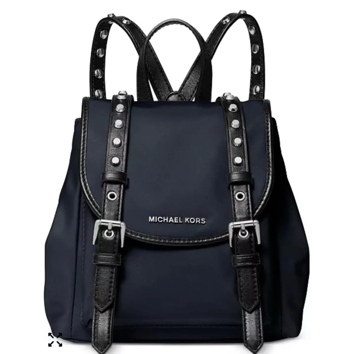 MK Michael Kors Leila Flap Backpack XS Nylon Purse Bag Silver Studs w Tags
