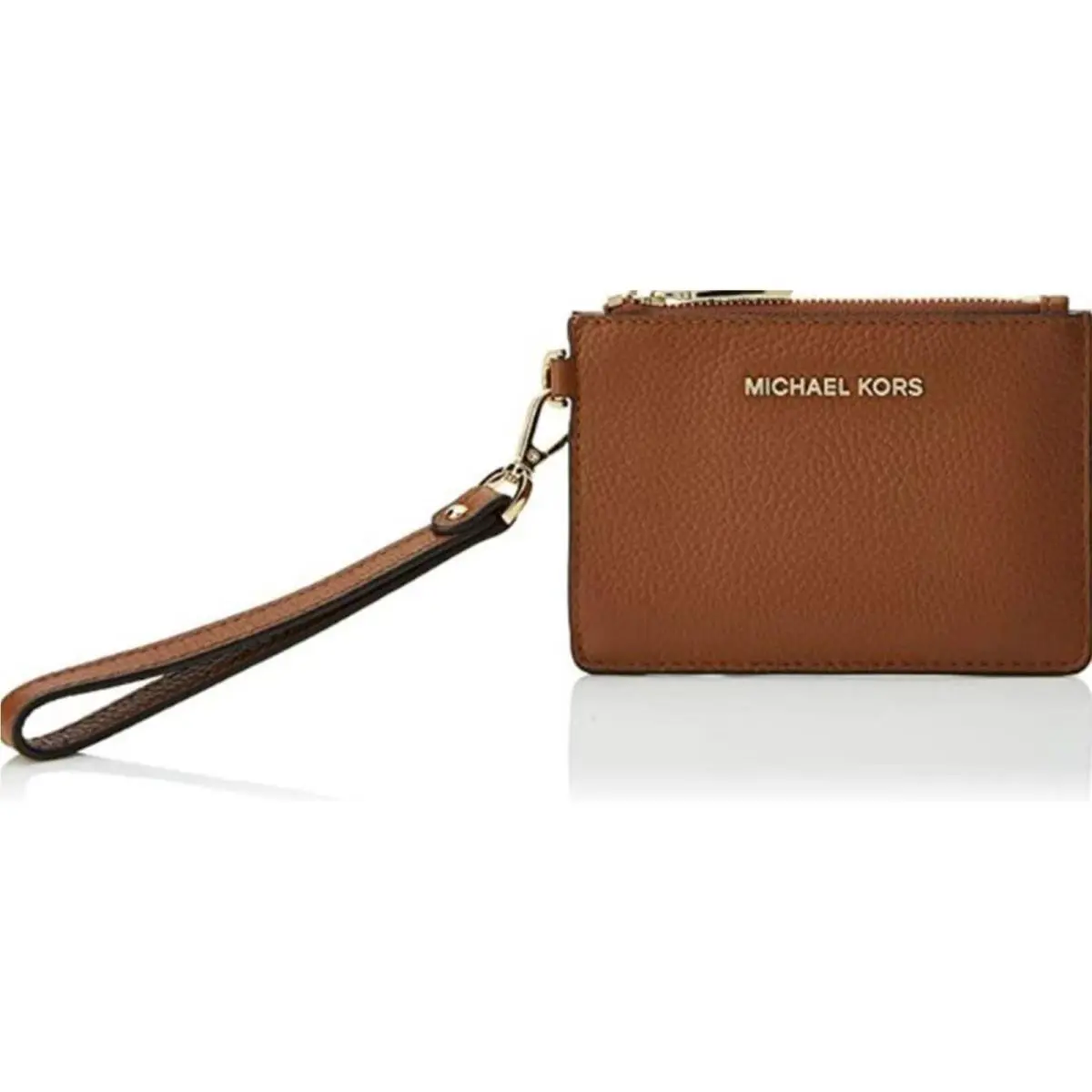 Michael Kors Mercer Leather Card Small Coin Purse Wristlet Lt. Brown 32T7GM9P0L - Exterior: Light Brown