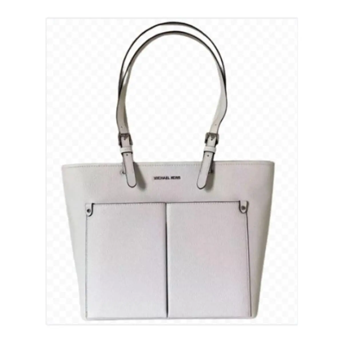 Michael Kors Jet Set Travel Medium Double Pocket Tote Optic White 35H3STVT6B-085