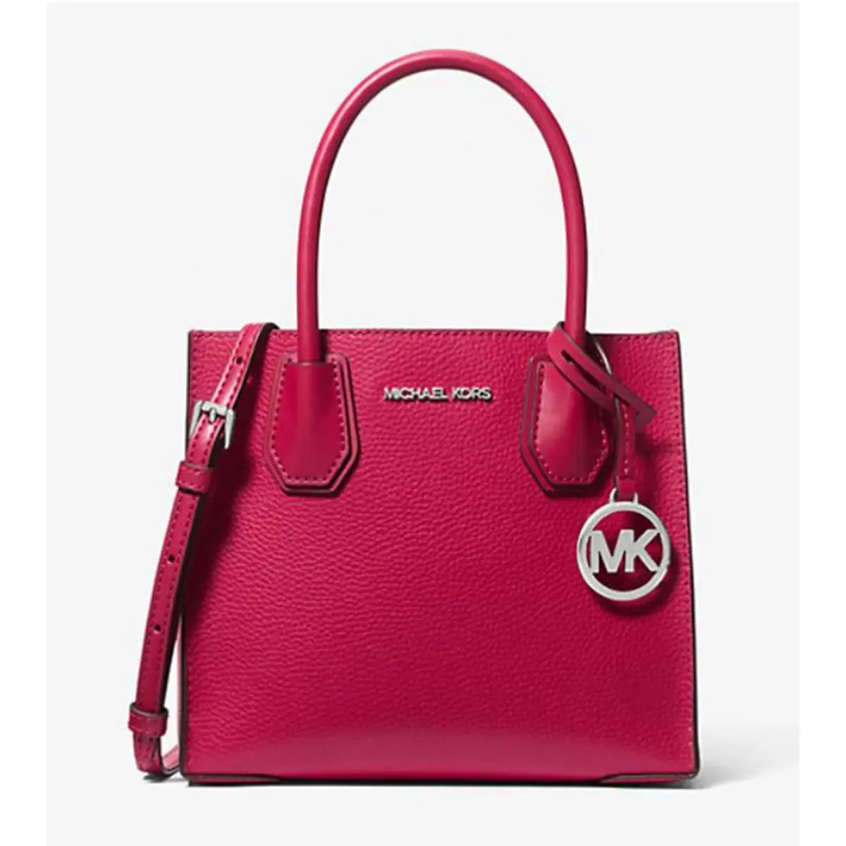 Michael Kors Mercer Medium Pebbled Leather Crossbody Bag Dark Raspberry 35F3SM