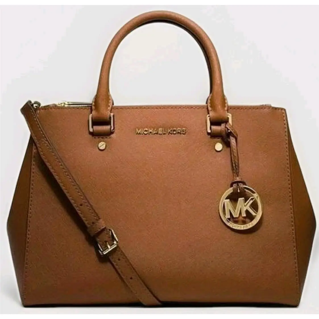 Michael Kors Sutton Luggage Brown Saffiano Leather Medium Satchel Bag