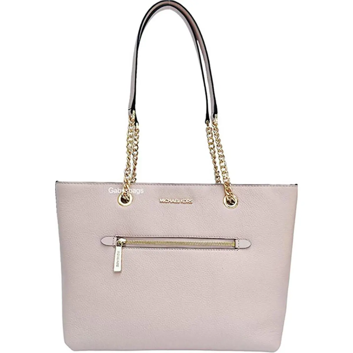 Michael Kors Jet Set Medium Front Pocket Chain Top Zip Tote Powder Blush Pink 35
