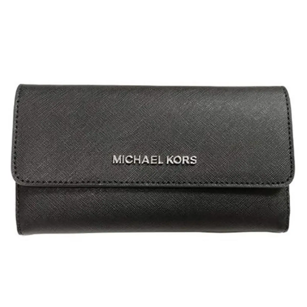 Michael Kors Jet Set Travel Trifold Leather Wallet Black Large 35S8STVF7L-001