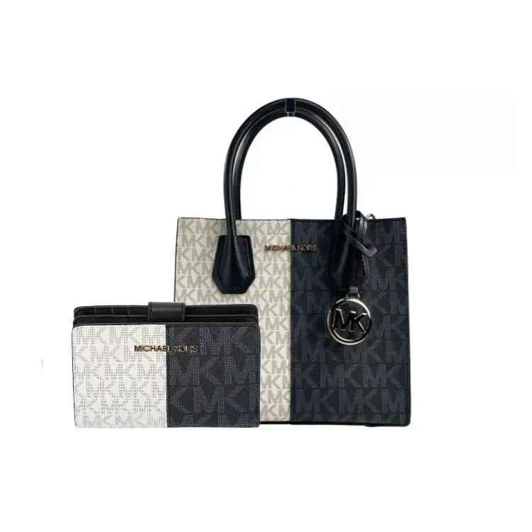 Michael Kors Medium Two-tone Logo Crossbody and Bifold Wallet Set Black Combo