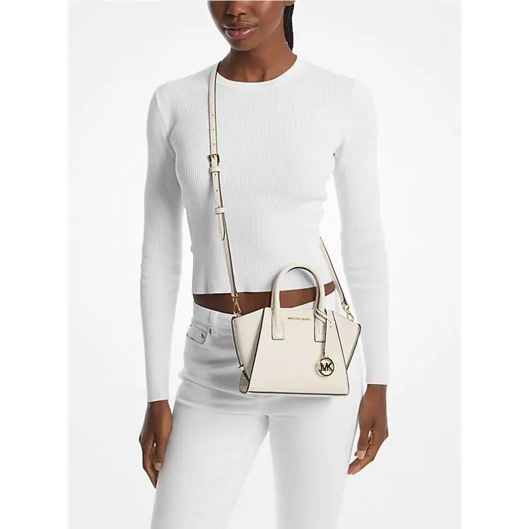 Michael Kors Avril Extra-small Leather and Suede Satchel LT Cream
