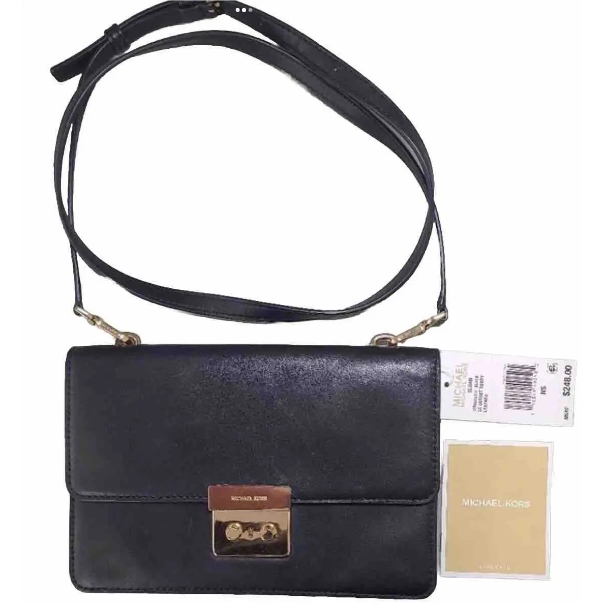 Michael Kors Sloan Small Gusset Smooth Black Leather Crossbody/shoulder Bag