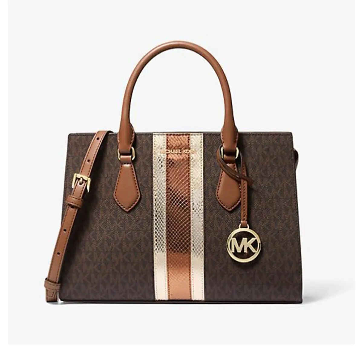 Sheila Medium Signature Logo and Metallic Satchel 35F4G6HS3B-847 by Michael Kors