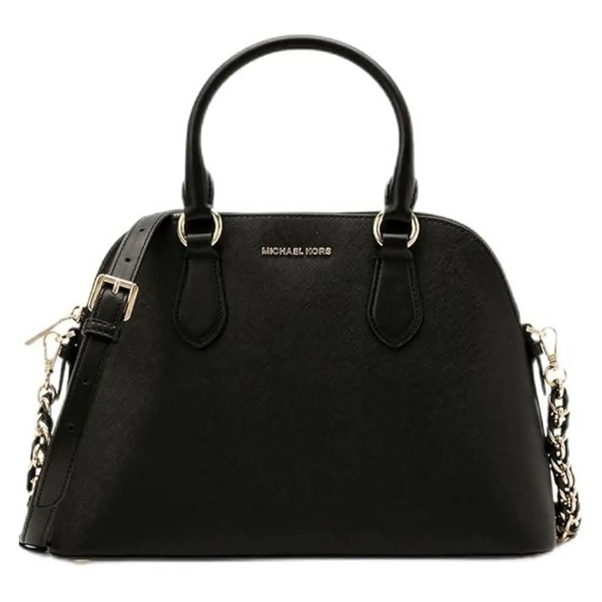 Michael Kors Veronica Medium Logo Dome Satchel Black/gold 30S3G6VS2L-001
