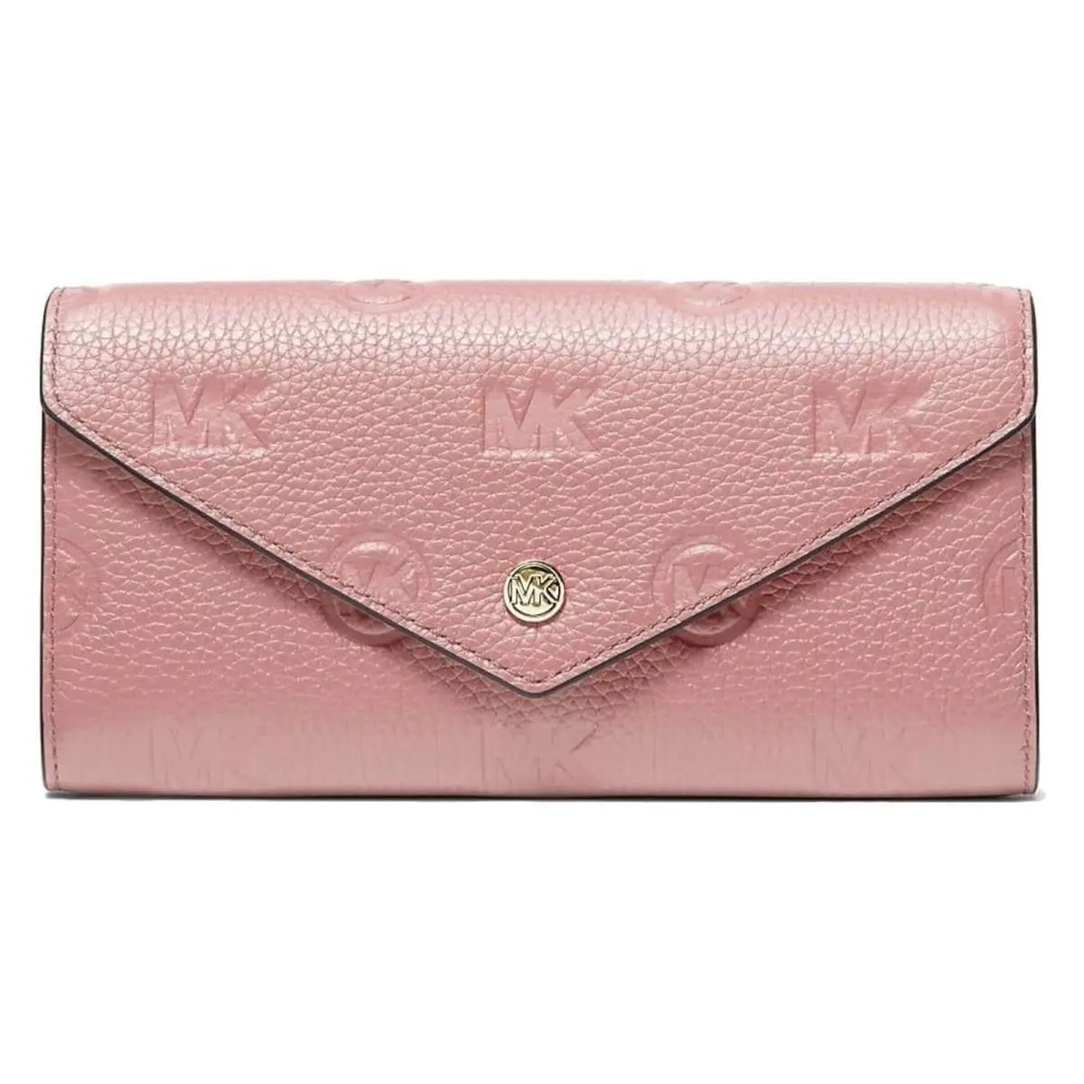 Michael Kors Jet Set Travel Large Logo Embossed Leather Envelope Wallet Primrose