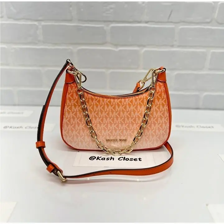 Michael Kors Cora Medium Ombré Logo Shoulder Purse Crossbody Bag Poppy