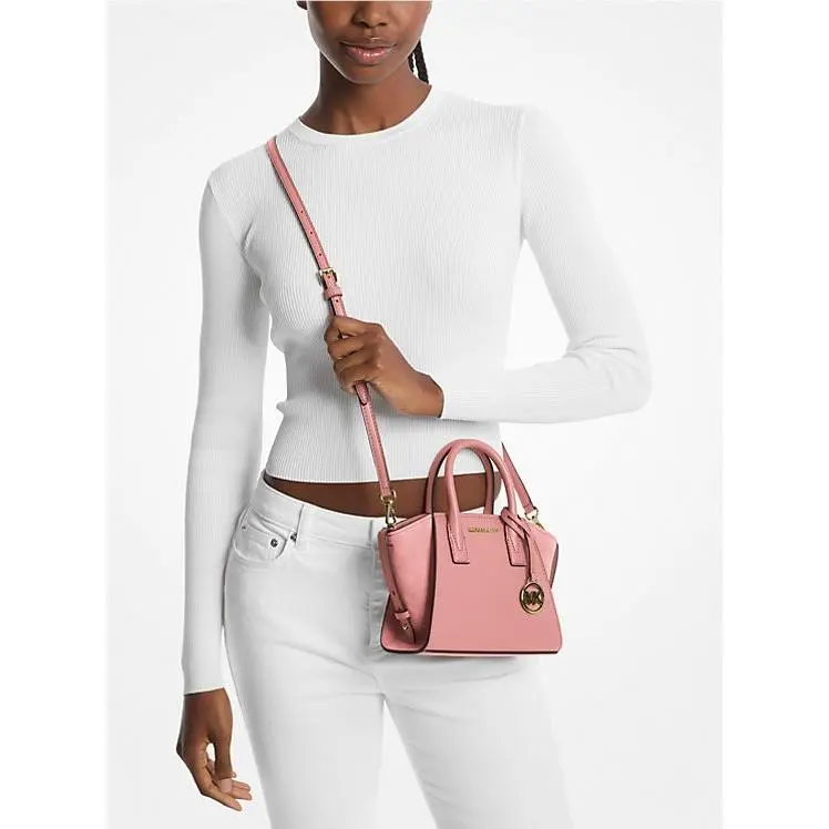 Michael Kors Avril Extra-small Leather and Suede Satchel Powder Blush