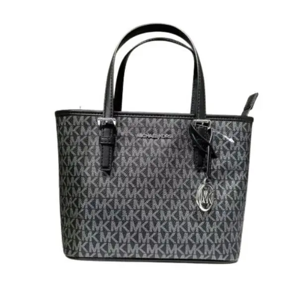Michael Kors XS Carry All Jet Set Travel Womens Tote Black/silver 35F2STVT0V-00