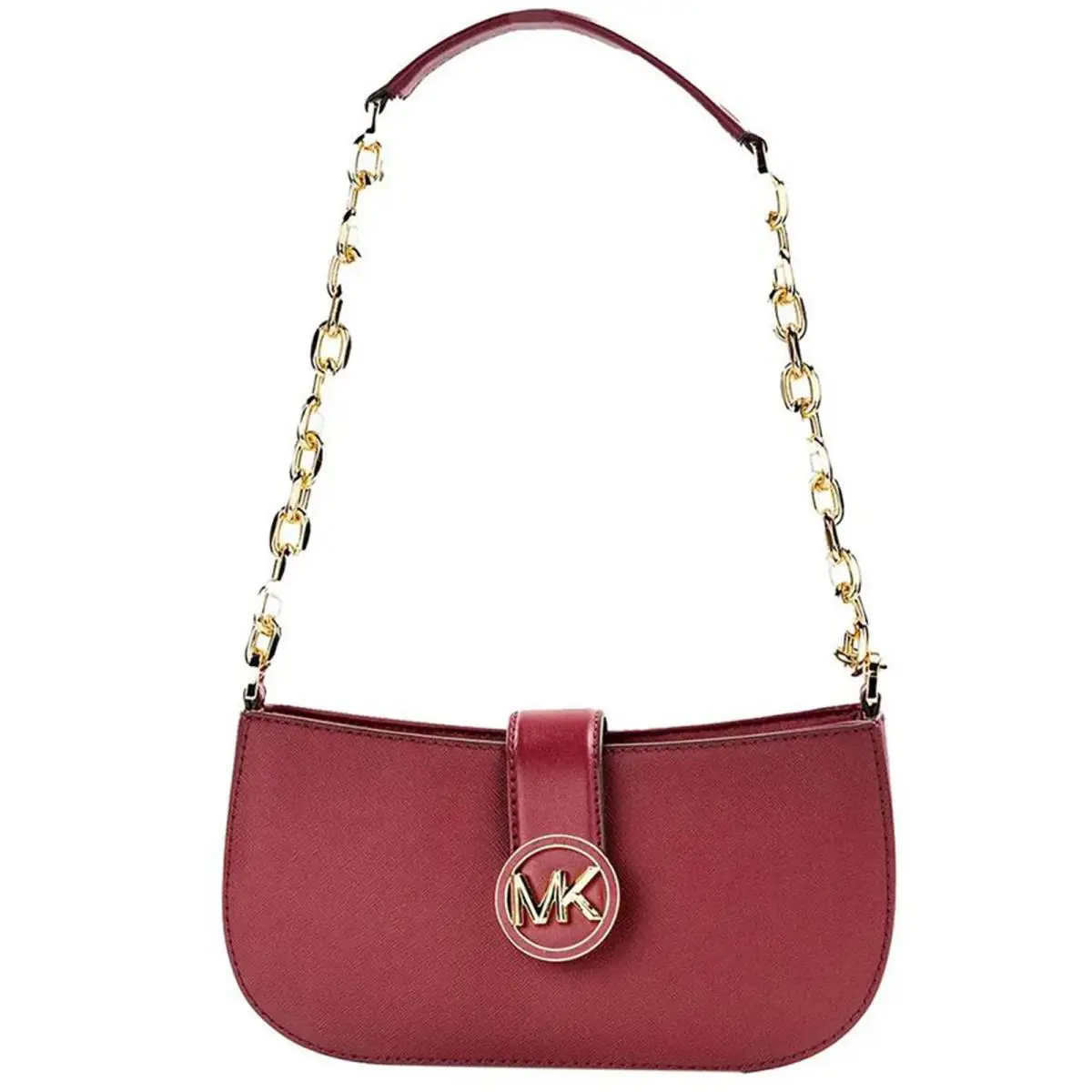 Michael Kors Carmen XS Leather Pouchette Shoulder Bag Mulberry 35F2GNMC0L-mulb - Exterior: Mulberry, Hardware: Gold