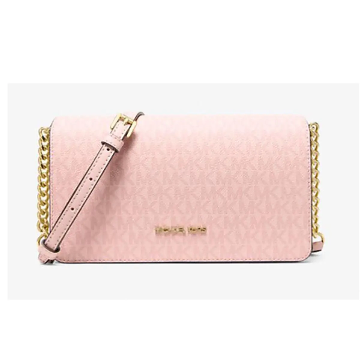 Michael Kors Jet Set Medium Signature Logo Crossbody Bag Powder Blush 35F5GTVC