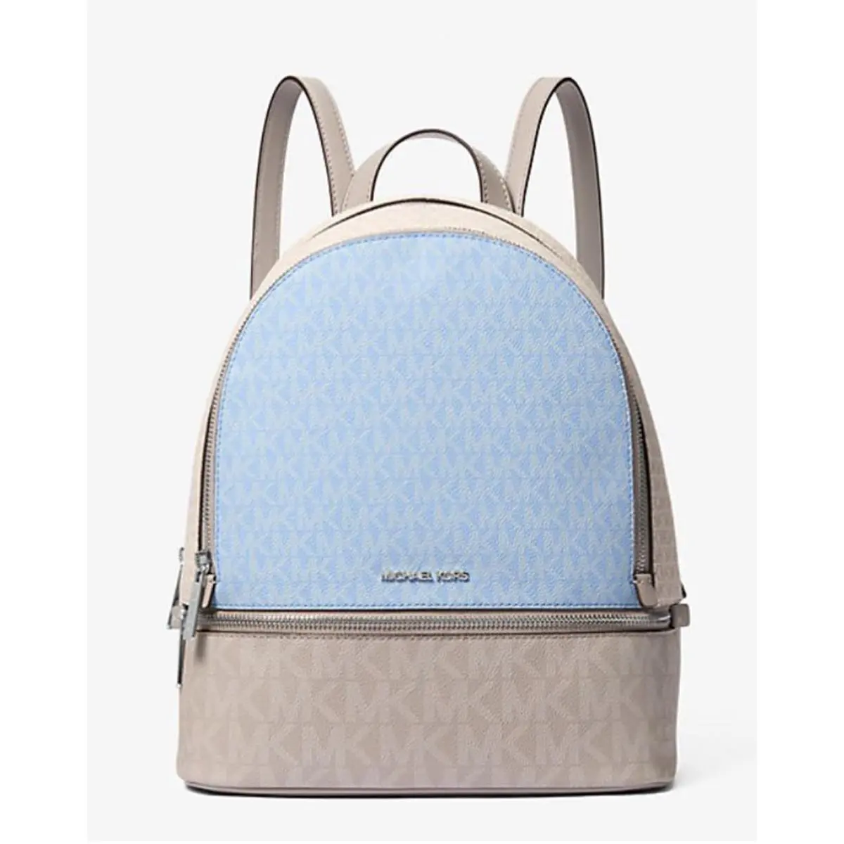 Michael Kors Rhea Medium Color-block Signature Logo Backpack Light Sky Multi 3