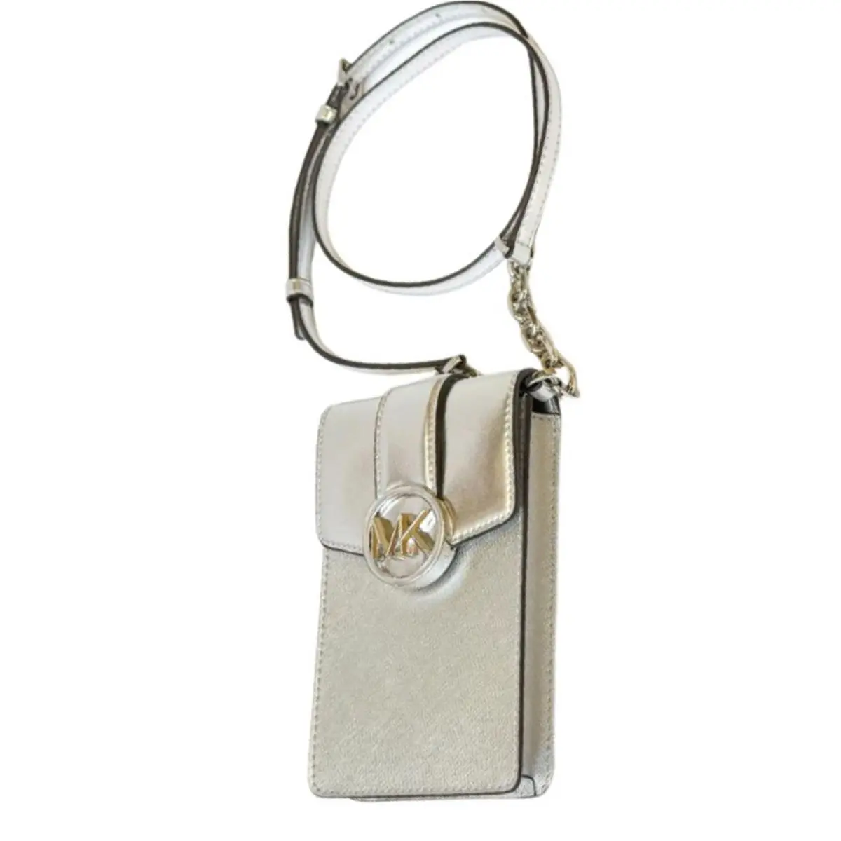 Michael Kors Carmen Small Logo Smartphone Crossbody Bag Silver 35H3SNMC5M-silv