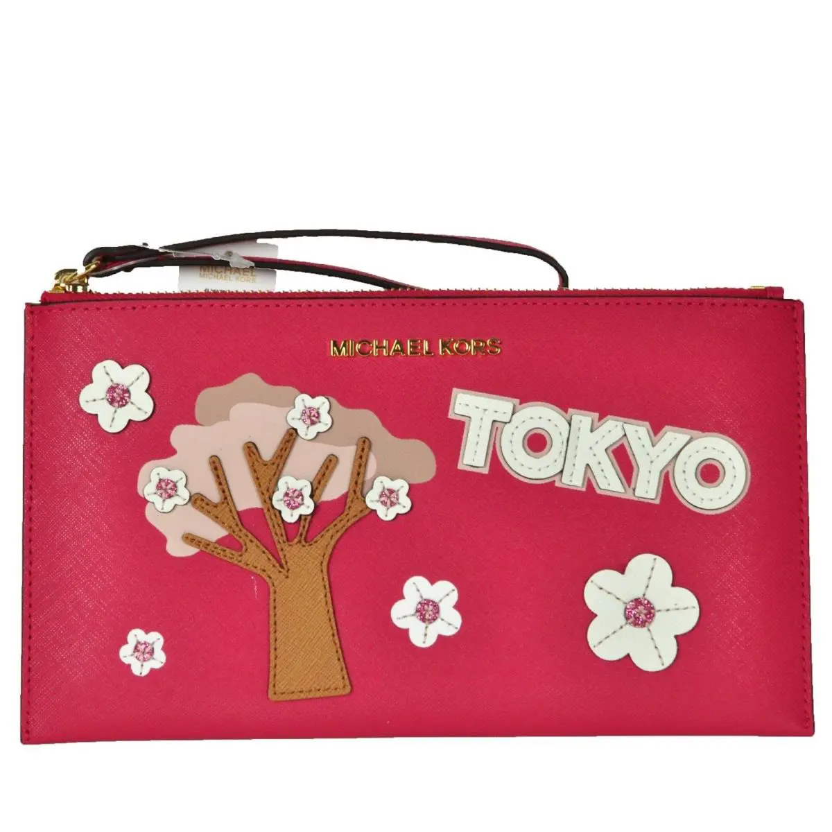 Large Leather Zip Clutch Tokyo by Michael Kors