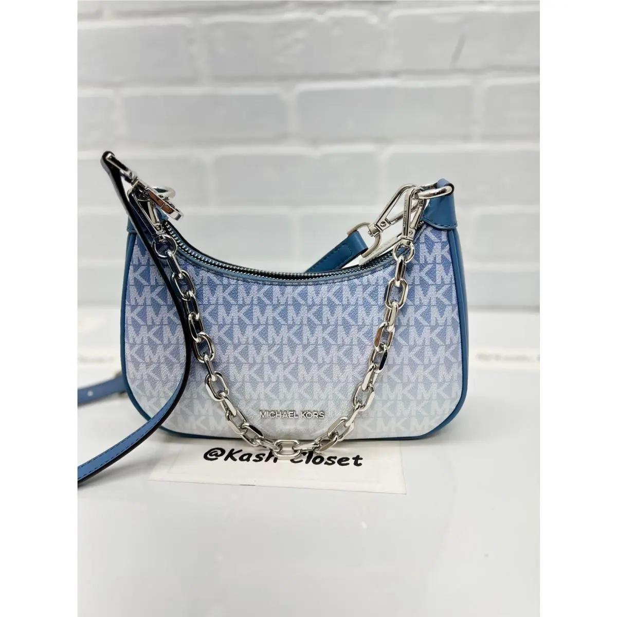 Michael Kors Shoulder Bag Cora Medium Ombré Logo Purse Crossbody Bag Denim