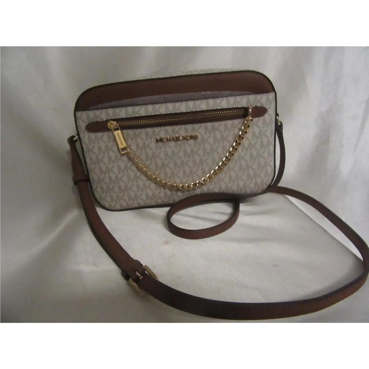 Women`s Michael Kors Logo Print Crossbody Handbag W/t Vanilla
