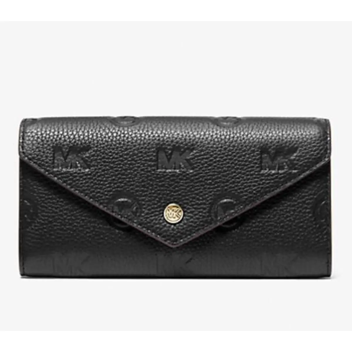 Michael Kors Jet Set Travel Large Logo Embossed Leather Envelope Wallet Black