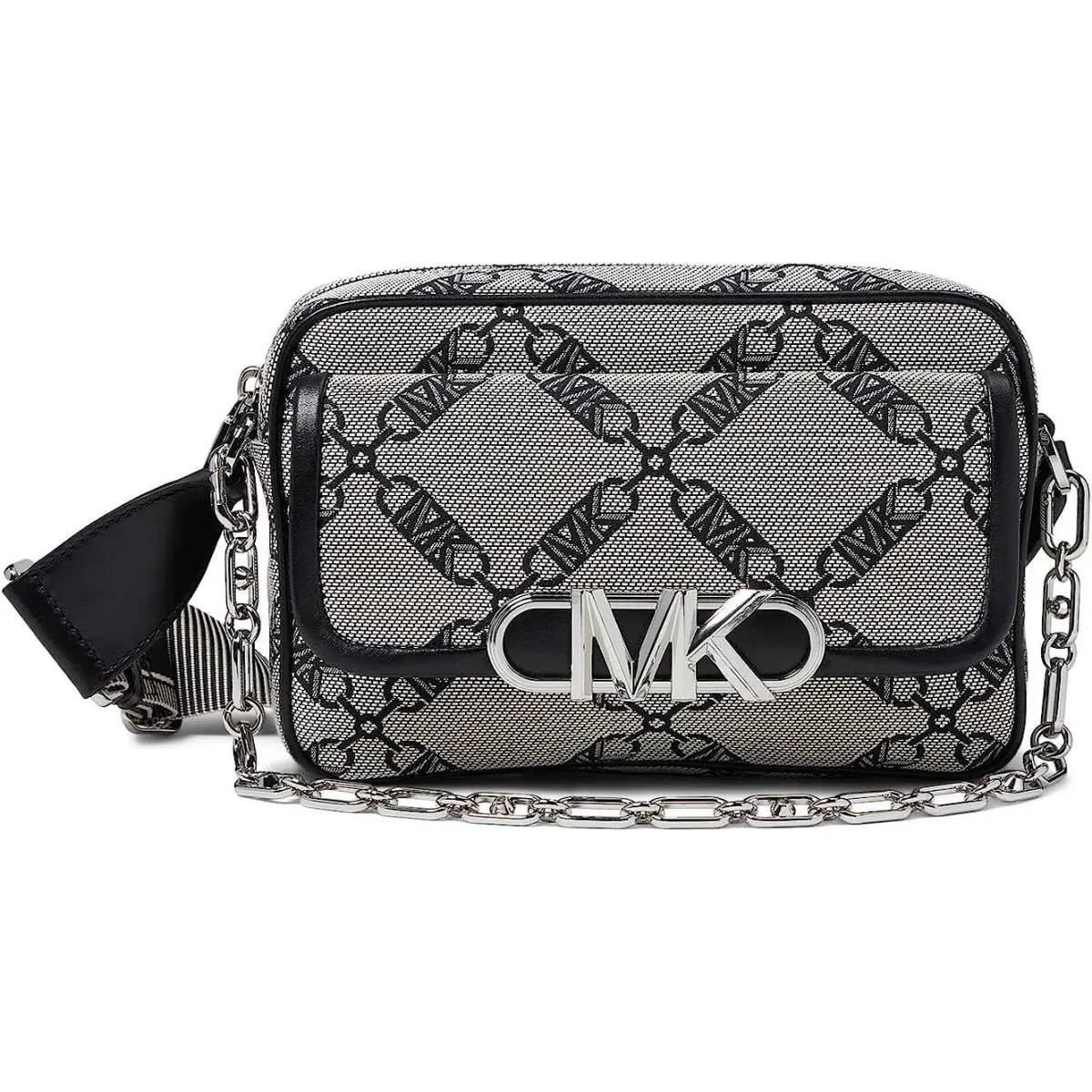 Michael Kors Parker Medium Chain Swag Camera Crossbody Natural/black One Size 32