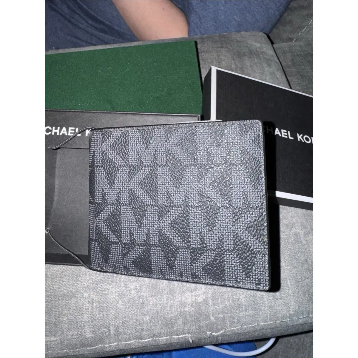 Michael Kors Jet Set Slim Billfold Monogram Leather Men`s Wallet Black Noir