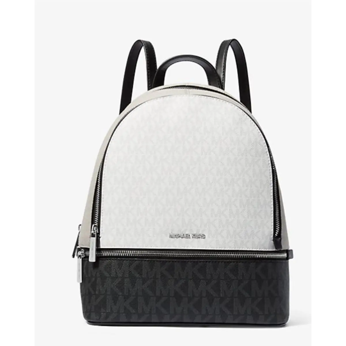 Michael Kors Rhea Medium Color-block Signature Logo Backpack Optic White Multi