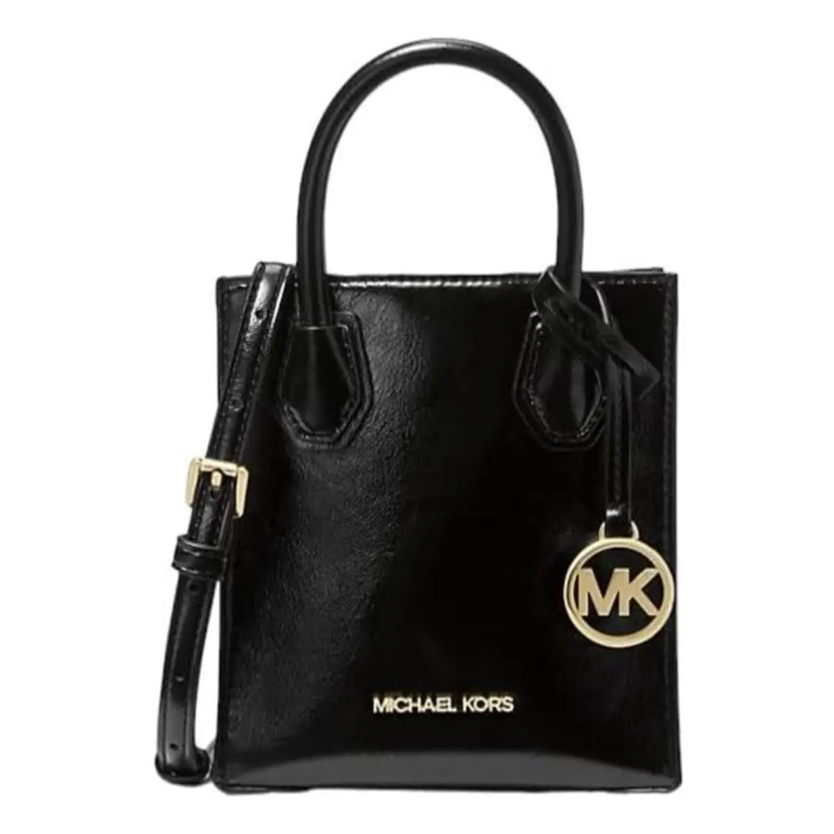 Michael Kors Mercer Extra-small Pebbled Leather Crossbody Bag Black/patent 35H