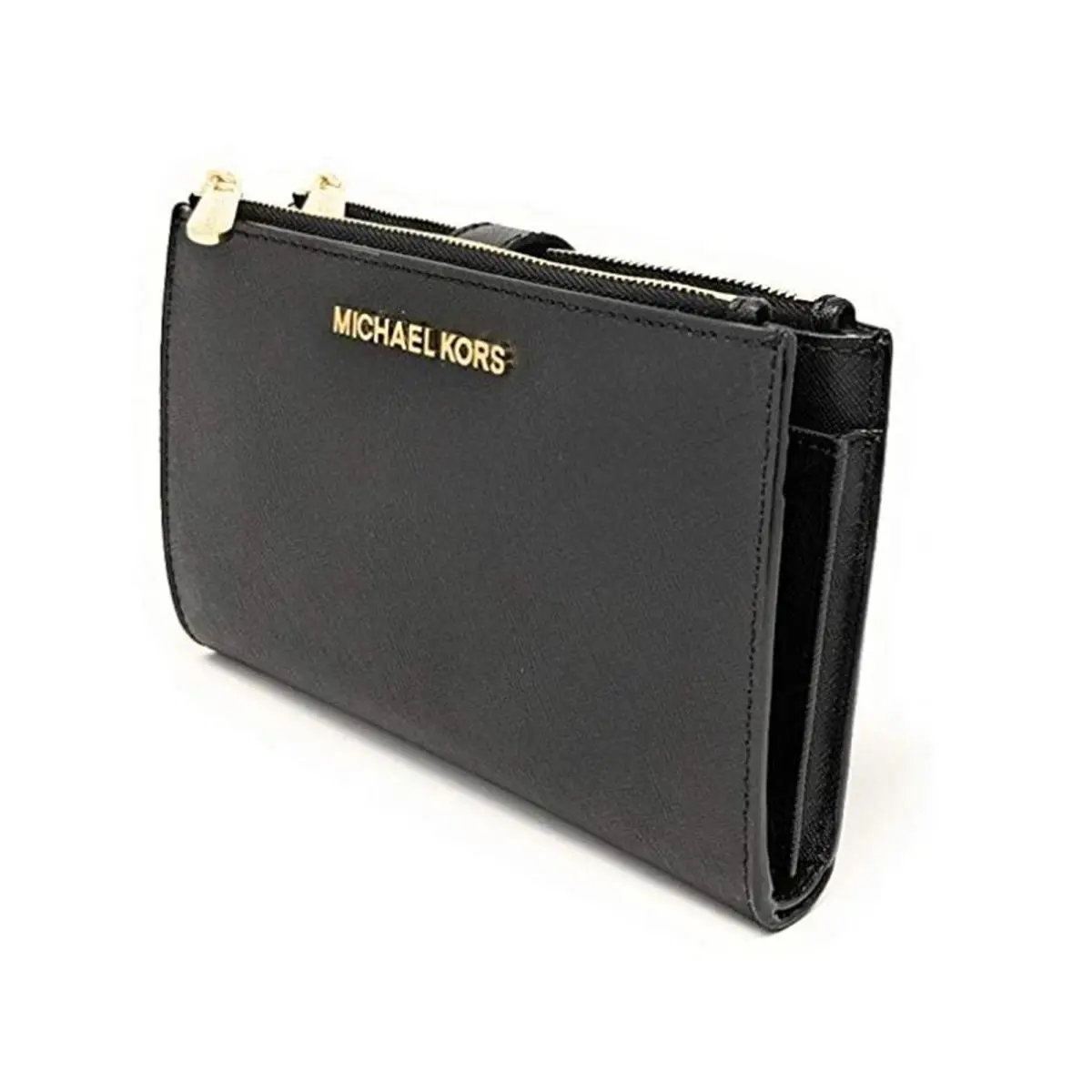 Michael Kors Women`s Jet Set Travel Double Zip Wristlet Black Saffiano One Siz