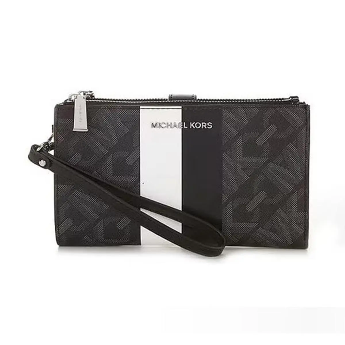 Michael Kors Jet Set Double Zip Wristlet Black/opticwhite One Size 32H3SJ6W4B