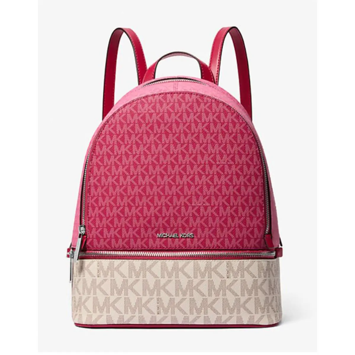 Michael Kors Rhea Medium Color-block Signature Logo Backpack DK Raspberry 35S5