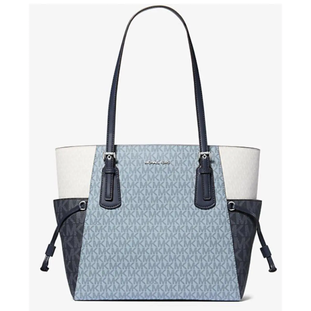 Michael Kors Voyager Large Color-block Signature Logo Tote Bag 35S5SV6T7B-Navymu