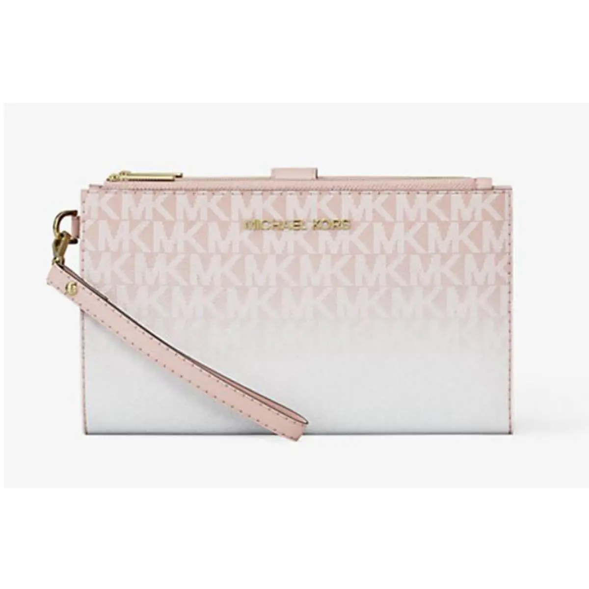 Michael Kors Jet Set Large Ombré Signature Logo Wristlet Powder Blush 35S5GTVW