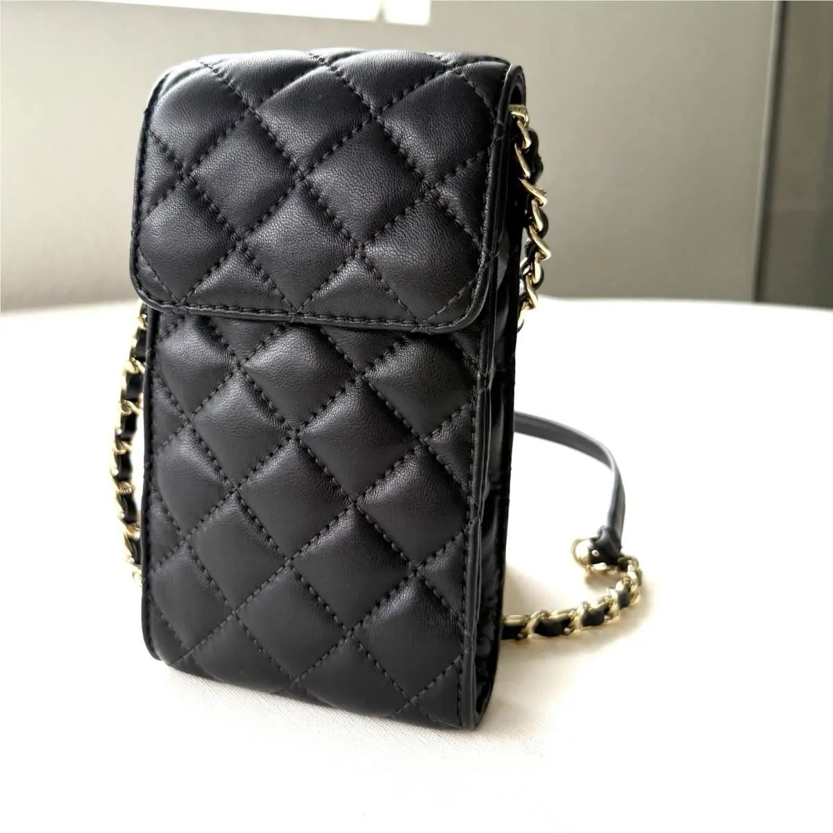 Michael Kors Sloan Quilted Leather Phone Chain Crossbody Bag Black